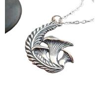 Collar de plata de ley 925 con rebozuelos y helecho. Colgante de cuento de hadas pequeño, delicado y delicado, con abalorio de cazador y recolector de Houby | Cadena de 45 cm | Chapado en plata |