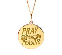 Collar de plata de ley 925 de 22-24 mm | Cadena de 45 cm | Colgante "Orad sin cesar" | Tesalonicenses 5:17 | Delicado dije cristiano | Joyería bañada en oro | L_02171