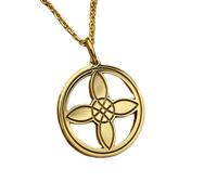 Collar de plata de ley 925 de 22-24 mm|Cadena de 45 cm|Collar de nudo celta cuaternario|Collar de nudo de bruja|Colgante de nudo de cuatro esquinas|Joyería hecha a mano con baño de oro|LK_PNK_02178