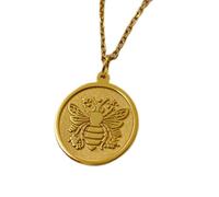 Collar de plata de ley 925 de 22-26 mm | Cadena de 45 cm | Abeja - Charm natural | Colgante de abeja | Símbolo del trabajo duro y la comunidad | Para amantes de la naturaleza | Baño de oro | L_01991