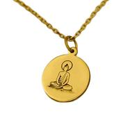 Collar de plata de ley 925 de 22-26 mm|Cadena de 45 cm|Colgante de Buda - Budista espiritual para la atención plena, amuleto zen, meditación, paz interior|Joyería hecha a mano chapada en oro|_1884