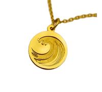 Collar de plata de ley 925 de 22-26 mm | Cadena de 45 cm | Colgante de ola inspirado en el océano | Charm playero | Colgante de ola para surfistas y amantes del mar | Náutico | Baño de oro | L_01984