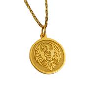 Collar de plata de ley 925 de 22-26 mm|Cadena de 45 cm|Silueta de águila - Colgante de pájaro de la libertad hecho a mano|Amuleto de fuerza|Vida silvestre para él o ella|Joyería chapada en oro|_1851