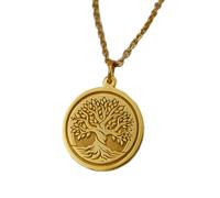 Collar de plata de ley 925 de 22 mm|Árbol de la vida - Colgante de raíces familiares hecho a mano|Joyería celta simbólica|Amuleto espiritual|Inspirado en la naturaleza|Joyería chapada en oro|_1606