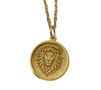 Collar de plata de ley 925 de 22 mm | cadena de 45 cm | cabeza de león - joyería simbólica audaz | amuleto de fuerza hecho a mano | real | colgante para ella | joyería chapada en oro | LK_PNK_01618