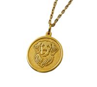 Collar de plata de ley 925 de 22 mm | Cadena de 45 cm | Charm de raza de perro retriever | Joyería para mascotas | Amante de los animales | Colgante de lujo | Joyería con baño de oro | L_01660