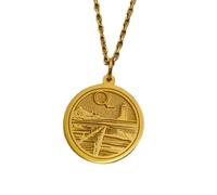 Collar de plata de ley 925 de 22 mm | Cadena de 45 cm | Colgante de faro con símbolo del océano y puesta de sol | Amuleto náutico | Para amantes del mar | Joyería marítima | Baño de oro | L_01872