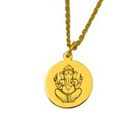 Collar de plata de ley 925 de 22 mm|Cadena de 45 cm|Colgante de Ganesha - Joyería de dios hindú espiritual para meditación, amuleto de protección para el crecimiento|Chapado en oro hecho a mano|_1789