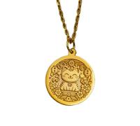 Collar de plata de ley 925 de 22 mm|cadena de 45 cm|colgante de gato de la suerte - maneki neko|amuleto japonés de la buena suerte|joyería espiritual minimalista|chapado en oro hecho a mano|_1488