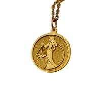 Collar de plata de ley 925 de 22 mm | Cadena de 45 cm | Colgante de la Dama de la Justicia: joya simbólica del poder femenino | Para abogada o para ella | Amuleto legal | Baño de oro | L_01623