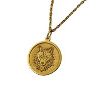 Collar de plata de ley 925 de 22 mm | Cadena de 45 cm | Colgante de lobo - animal espiritual | Joyería de naturaleza salvaje | Amuleto de poder lunar para ella | Joyería con baño de oro | L_01676