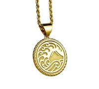 Collar de plata de ley 925 de 22 mm | Cadena de 45 cm | Colgante de ola | Joyería natural de olas de playa | Medalla de olas del océano | Dije de playa | Costero | Ola de montaña bañada en oro | 00370