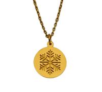 Collar de plata de ley 925 de 22 mm|Cadena de 45 cm|Copo de nieve - Dije de nieve invernal hecho a mano|Joyería inspirada en Frozen|Vacaciones o para él|Joyería hecha a mano con baño de oro|_1834