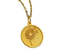 Collar de plata de ley 925 de 22 mm | Cadena de 45 cm | Diente de león: colgante botánico de deseos | Símbolo minimalista de esperanza y nuevos comienzos | Luz y fuerza | Baño de oro | L_01619