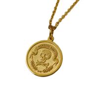 Collar de plata de ley 925 de 22 mm | cadena de 45 cm | memento mori - joyería de calavera hecha a mano | colgante | amuleto recordatorio simbólico | espiritual | joyería chapada en oro | LK_PNK_01613