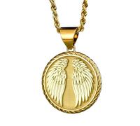 Collar de plata de ley 925 de 22 mm|Colgante de alas de ángel|Collar conmemorativo|Joyas de guardián|Pérdida de un ser querido|Medalla de recuerdo espiritual|Joyería artesanal bañada en oro|_0366