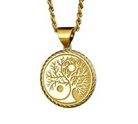 Collar de plata de ley 925 de 22 mm|Colgante de árbol Yin Yang|Collar de la vida|Joyería con símbolo de equilibrio|Espiritual|Medalla zen|Amuleto de la naturaleza|Joyería artesanal bañada en oro|_0367