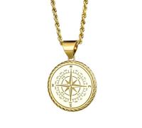 Collar de plata de ley 925 de 22 mm|Colgante de brújula|Joyería de viaje|Graduación|Medalla de navegación Wanderlust|Amuleto náutico|Collar de estrella del norte|Joyería artesanal bañada en oro|_0400