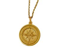 Collar de plata de ley 925 de 22 mm|Colgante de brújula - Joyería inspirada en la Ley y el Orden (VUS)|Collar con símbolo de dirección|Grabado gratuito incluido|Joyería artesanal con baño de oro|_1580