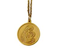 Collar de plata de ley 925 de 22 mm | Colgante de María y Jesús - Virgen Católica | Joyería religiosa cristiana | Para mujer | Símbolo de fe hecho a mano | Joyería con baño de oro | LK_PNK_01574