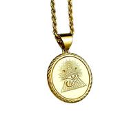 Collar de plata de ley 925 de 22 mm|Colgante de pirámide del Ojo de Horus|Collar con símbolo egipcio|Amuleto que todo lo ve|Joyería de protección|Medallón de Ra|Joyería artesanal bañada en oro|_0396