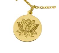 Collar de plata de ley 925 de 22 mm|Flor de loto - colgante de yoga espiritual|Joyería de meditación zen|Amuleto de sanación budista|Inspiración floral|Joyería hecha a mano chapada en oro|LK_PNK_01766