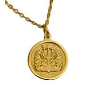 Collar de plata de ley 925 de 22 mm|Tridente de Poseidón - Joyería náutica que simboliza poder y fuerza, colgante para hombres y mujeres con temática oceánica|Chapado en oro hecho a mano|LK_PNK_01794
