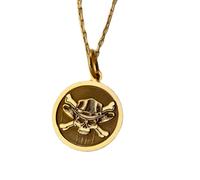 Collar de plata de ley 925 de 24 mm | Cadena de 45 cm | Calavera y huesos cruzados | Colgante pirata | Colgante de Atocha | Moneda española | Tesoro pirata | Gor Him | Joyería bañada en oro | L_01397