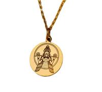 Collar de plata de ley 925 de 24 mm|Cadena de 45 cm|Colgante ajustable mesopotámico de la diosa Inanna, símbolo de Ishtar, amuleto zoroástrico de cumpleaños|Joyería hecha a mano chapada en oro|_1320