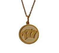 Collar de plata de ley 925 de 24 mm | Cadena de 45 cm | Colgante con el número de la suerte 777 | Joyería minimalista para mujer | Delicado número de la suerte | Cumpleaños | Baño de oro | L_01206