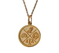 Collar de plata de ley 925 de 24 mm|cadena de 45 cm|colgante de las cuatro virtudes cardinales de la filosofía del estoicismo, cumpleaños de mamá|joyería hecha a mano chapada en oro|LK_PNK_01371