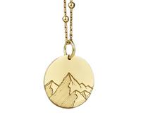 Collar de plata de ley 925 de 24 mm | Cadena de 45 cm | Colgante de moneda de montaña | Charm delicado | Joyería natural | Amuleto de senderismo | Baño de oro para la pasión por los viajes | L_02039