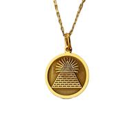Collar de plata de ley 925 de 24 mm | Cadena de 45 cm | Colgante de ojo de los Illuminati, amuleto que todo lo ve, joyería de la Providencia para mamá | Chapado en oro hecho a mano | LK_PNK_00981