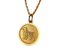 Collar de plata de ley 925 de 24 mm | Cadena de 45 cm | Colgante de pata de perro celta amarillo | Amante de las mascotas | Pérdida de mascotas | Joyería hecha a mano chapada en oro | LK_PNK_01353
