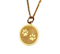 Collar de plata de ley 925 de 24 mm|Cadena de 45 cm|Collar con colgante de pata de perro|Cachorro amarillo|Amante de las mascotas|Pérdida de mascotas|Joyería hecha a mano con baño de oro|LK_PNK_01335