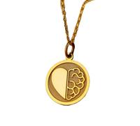 Collar de plata de ley 925 de 24 mm | Cadena de 45 cm | Corazón y mente | Colgante de corazón y cerebro | Colgante de corazón de amor | Joyería de emoción y lógica | Joyería con baño de oro | L_01276