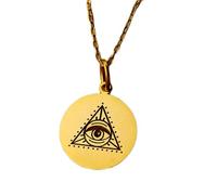 Collar de plata de ley 925 de 24 mm | Cadena de 45 cm | Illuminati | Colgante de ojo | Dije de ojo que todo lo ve | Joyería del Ojo de la Providencia | Para mamá | Joyería con baño de oro | L_01555