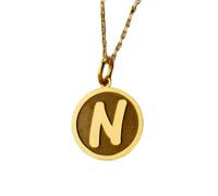 Collar de plata de ley 925 de 24 mm | Cadena de 45 cm | Inicial | Letra n | Inicial lateral | Colgante con nombre | Joyería | Día de la Madre | Joyería con baño de oro | L_01565