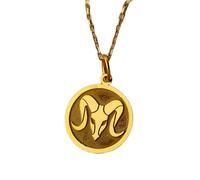 Collar de plata de ley 925 de 24 mm | Cadena de 45 cm | Zodiaco Aries | Colgante de carnero Aries | Zodiaco | Colgante del signo zodiacal Aries | Día de la Madre | Joyería con baño de oro | L_01537