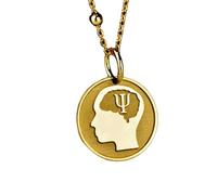 Collar de plata de ley 925 de 24 mm | collar de psicología | dije de psicólogo | delicado colgante con moneda psi y letra de psiquiatra | graduado | joyería hecha a mano chapada en oro | LK_PNK_01911