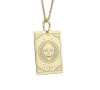 Collar de plata de ley 925 de 24 x 16 mm | Cadena de 45 cm | Colgante de calavera | Rectángulo | Joyería gótica | Esqueleto | Colgante para hombre | Charm de calavera | Joyería chapada en oro | 00171