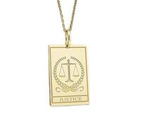 Collar de plata de ley 925 de 24 x 16 mm|Cadena de 45 cm|Collar con la carta del tarot de la justicia|Colgante de balanza|Joyería|Colgante de balanza de Libra|Joyería artesanal bañada en oro|_0175