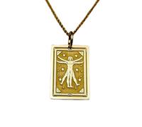 Collar de plata de ley 925 de 24 x 16 mm|Cadena de 45 cm|Collar de la carta del tarot de la justicia|Colgante de rectángulo de escala|Amuleto de baraja|Carta|Joyería hecha a mano chapada en oro|_0911