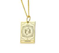 Collar de plata de ley 925 de 24 x 16 mm|Cadena de 45 cm|Collar de tarot con el signo zodiacal Piscis|Colgante|Joyas con carta astrológica cuadrada|Joyería artesanal con baño de oro|LK_PNK_00181