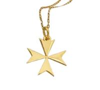 Collar de plata de ley 925 de 24 x 24 mm | Cadena de 45 cm | Cruz de Malta de Demir Uluer - Delicado colgante de cruz del Caballero de Malta - Pequeña joya de cruz de Malta | Baño de oro | L_01882