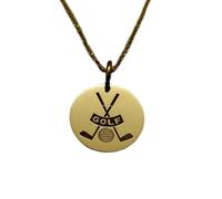 Collar de plata de ley 925 de 25 mm | Cadena de 45 cm | Colgante | Colgante de pelota de golf | Golf grabado | Joyas de golfista | Colgante | Charm de disco grabado | Golf | Baño de oro | 00973