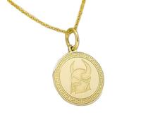 Collar de plata de ley 925 de 25 mm | Cadena de 45 cm | Colgante de guerrero vikingo | Collar de gloria | Dije | Joyería con símbolos celtas | Joyería artesanal con baño de oro | LK_PNK_00048