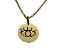 Collar de plata de ley 925 de 25 mm | Cadena de 45 cm | Colgante de ojo turco | Amuleto de ojo griego | Joyería griega con ojo grabado | Colgante | Ojo | Amuleto delicado | Baño de oro | 00909