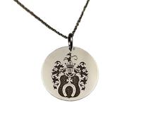 Collar de plata de ley 925 de 25 mm | Cadena de 45 cm | Escudo familiar | Colgante de escudo de armas | Joyería con escudo familiar en moneda | Heráldica grabada | Joyería con baño de oro | 00931