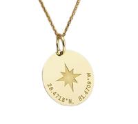 Collar de plata de ley 925 de 25 mm|Collar con brújula de coordenadas|Colgante de moneda viajera|Joyería de la Estrella del Norte|Dije de coordenadas|Colgante|Joyería artesanal bañada en oro|_0067